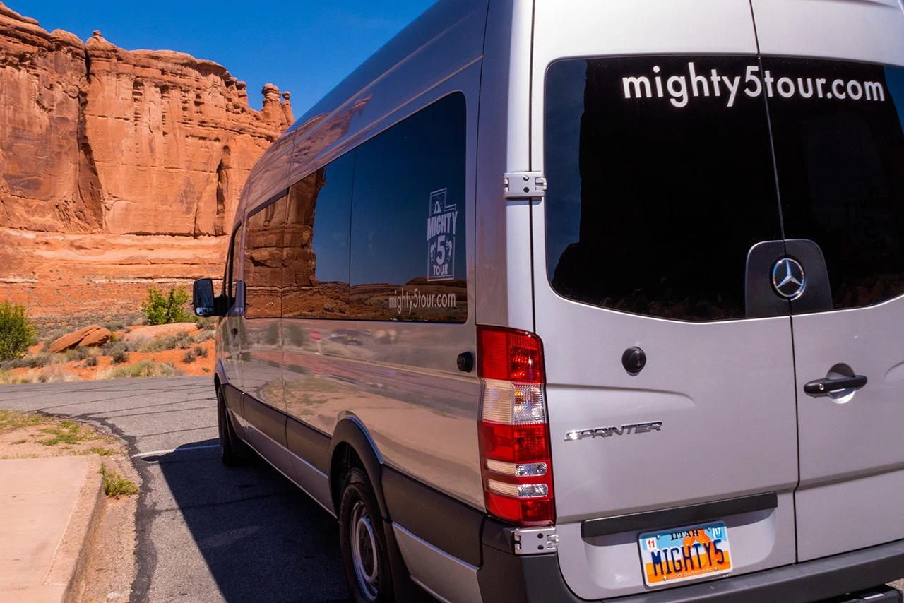 Mighty5Tour Sprinter Van at Arches National Park